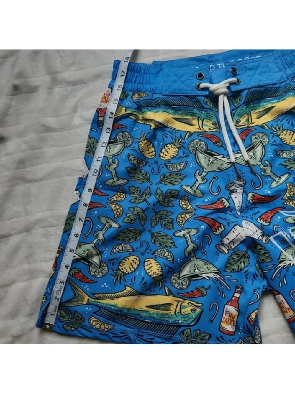 Men's What The FIN, Summer , Vacation, Beach, Pool, Blue Graphic Swim Shorts